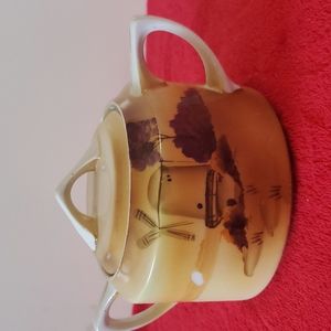 Vintage Sugar Bowl with Lid, Meito China Hand Painted. Made in Japan.